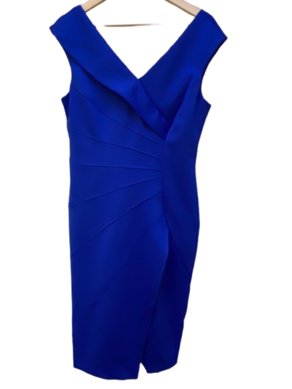 ✨ NWT ✨Maggy London Cobalt Blue Ruched V-Neck Midi Dress